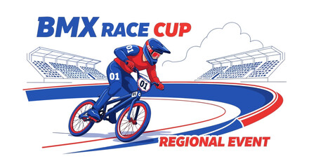 Fototapeta premium Bmx Race Cup Regional Event Graphic Illustration Dynamic Action Shot