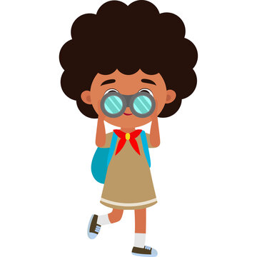 cute cartoon Boy Scout Kid summer camp illustration