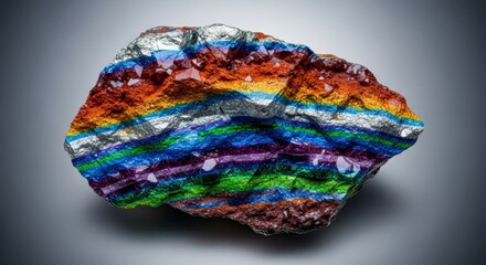 Fototapeta premium Detailed macro texture of raw metallic mineral ore showing crystalline structure, oxidation, and colorful geologic layers, oxidized, ore, iron