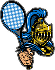 Fototapeta premium knights mascot holding tennis racket for school, college or league sports