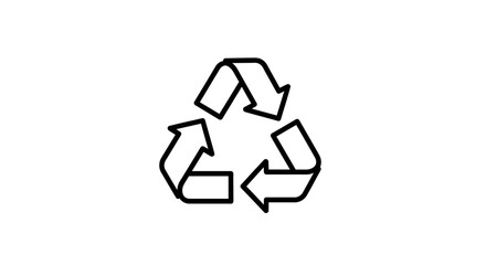 Outline Recycling Symbol Icon, representing sustainability and environmental protection, isolated white background.