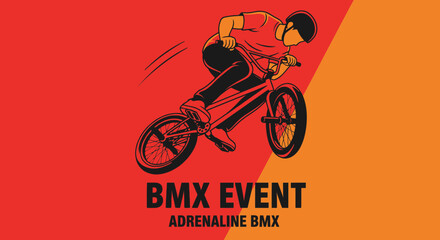 Naklejka premium Dynamic Bmx Rider Performing A Jump During An Extreme Sports Event