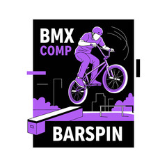 Fototapeta premium Dynamic Bmx Rider Performing Exciting Barspin Trick During Competition
