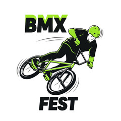 Naklejka premium Dynamic BMX Rider Performing Stunt in Mid-Air for a Thrilling Cycling Competition Celebration