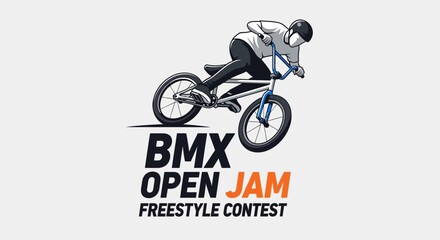 Obraz premium Dynamic Bmx Rider Performing Stunts At Open Jam Freestyle Contest