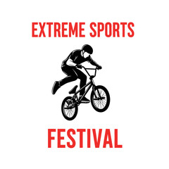 Fototapeta premium Dynamic Bicycle Stunt Rider Performing At Extreme Sports Festival Event