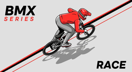 Obraz premium Dynamic Bmx Race Illustration With Rider And Track Graphics