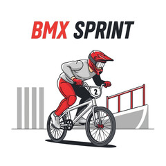 Obraz premium Dynamic Bmx Rider Accelerating Through Competitive Track Race