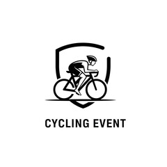 Fototapeta premium Dynamic Cycling Event Emblem Showcasing Endurance And Athletic Prowess On A Shield Design