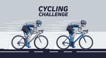 Fototapeta premium Dynamic Duo Competing In A Thrilling Cycling Race