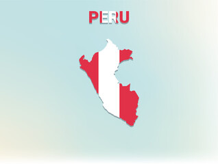 Fototapeta premium A modern flat illustration of the map of Peru filled with the national flag of Peru