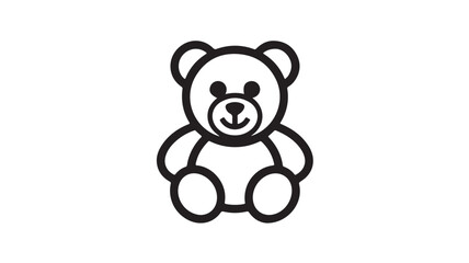 Obraz premium Teddy bear minimalist illustration in black line art on white background for childrens design