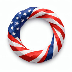 Fototapeta premium Patriotic Wreath: A captivating wreath crafted from the national flag, its stars and stripes elegantly arranged in a circular design, embodying unity, honor, and national pride.