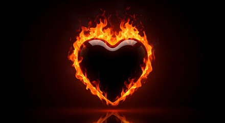 Fiery Heart Shape with Intense Flames