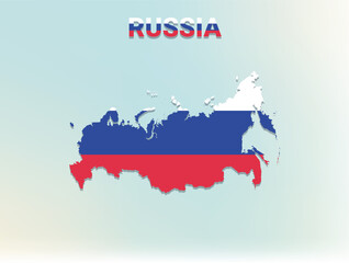 Fototapeta premium A modern flat illustration of the map of Russia filled with the national flag of Russia
