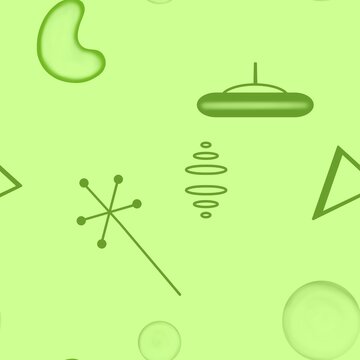 Green Space-age MCM jpeg, seamless, tileable, repeating background.