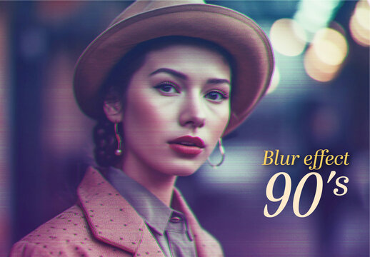 90s Blur Image Effect Mockup