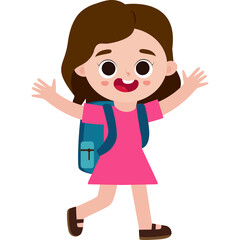 Fototapeta premium student in school uniform backpack, cute cartoon element illustration