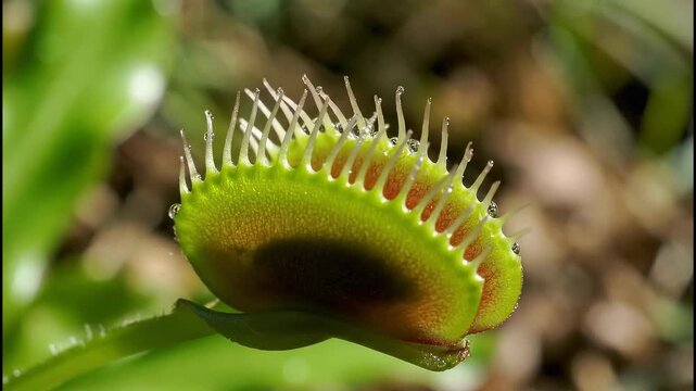 Timelapse of Venus Flytrap closing around an insect in natural setting