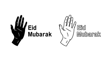 Obraz premium Eid Mubarak hand icon with text, greeting, celebration, Islam vector