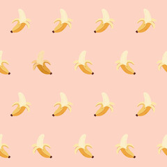 Naklejka premium Wzór bezszwowy z bananami na jasnym tle. Tło z owocami tropikalnymi. Ilustracja wektorowa.