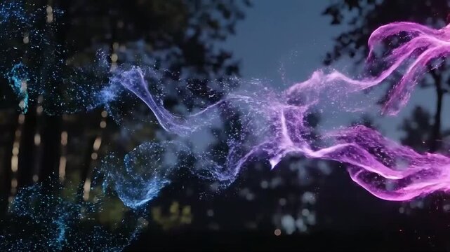 Ethereal Forest Magic - Glowing Particles Dance Through a Dark Woodland Scene Evoking Wonder and Mystical Enchantment for Fantasy Projects