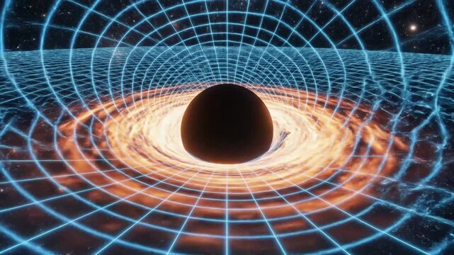 Black hole absorbing light in space.