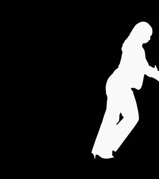 silhouette of a woman in daily action on work with alpha channel