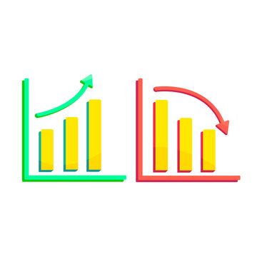 Business growth and decline comparison charts icon set