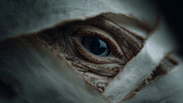 Mummy's Eye Stares Through Ancient Wrappings

