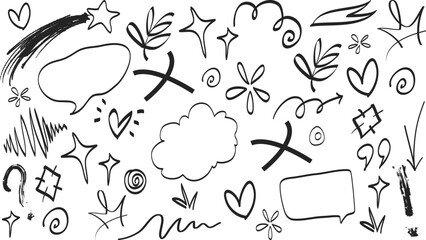 Obraz premium Doodles set of star icons for decoration and celebration