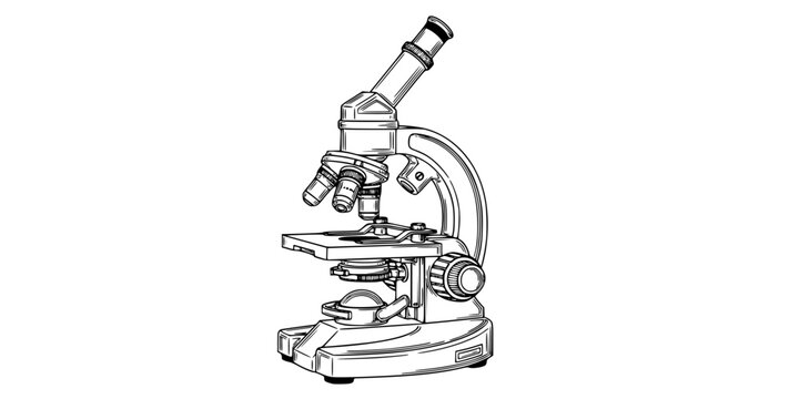 Microscope Line Art Vector Illustration
