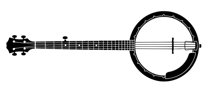 Banjo Silhouette Clean Minimal Flat Vector Black
