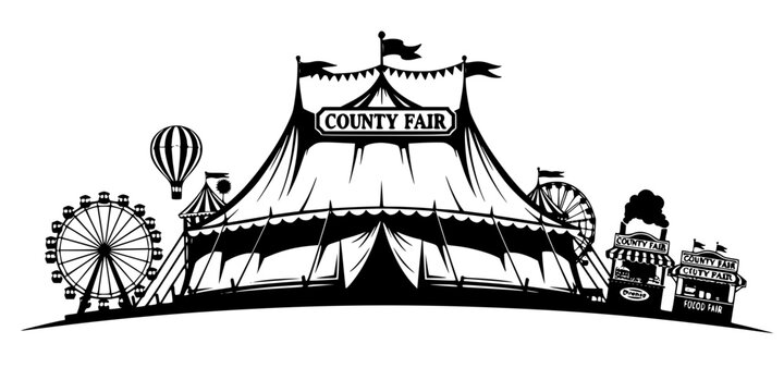 County Fair Tent Silhouette Vector Illustration

