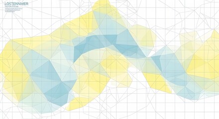 Abstract Geometric Wave in Yellow and Blue Tones