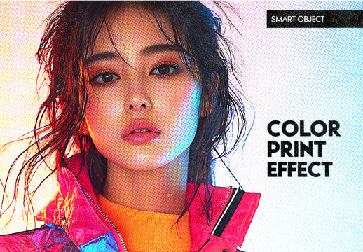 Retro Print Image Effect Mockup