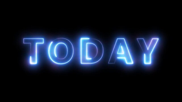 Illuminated TODAY neon sign, exuding an electric ambiance, set against a dark backdrop