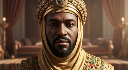 Mansa Musa's genuine realism, visible pores, and ultra-high definition 8K portrait
