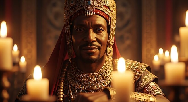 Warm tones and an incredibly lifelike candlelit portrait of Mansa Musa
