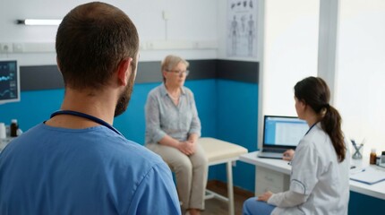Obraz premium Medical Professionals Consulting with Senior Patient.