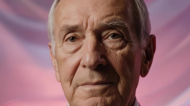 Portrait of an Elderly Gentleman with a serious and contemplative expression against abstract background