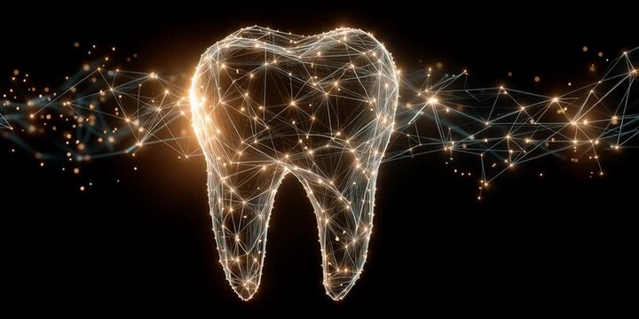 Digital tooth made of light nodes for modern dentistry and dental innovation
