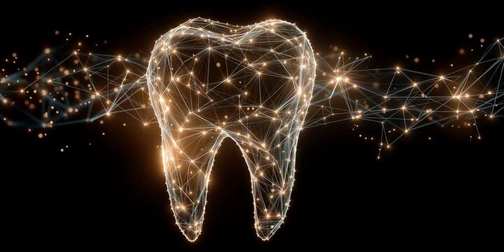 Digital tooth made of light nodes for modern dentistry and dental innovation
