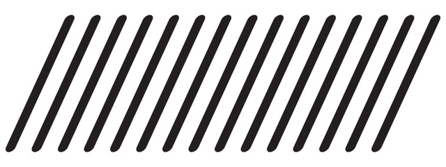 Slashes pattern. Repeated thin black oblique stitch lines on white background. Slanted parallel straight sticks. Tilted embroidery print. Abstract minimalist design. Vector graphic illustration
