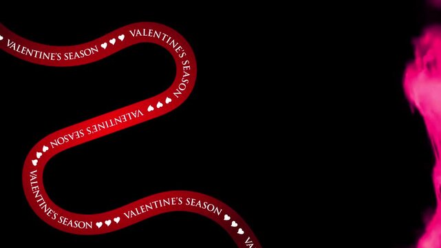 Valentine romantic ribbon background with purple flames for advertising campaign, seamless loop