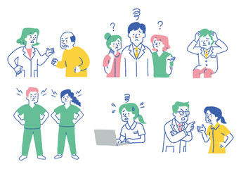 Fototapeta premium Stress and Conflict in Healthcare Settings_Color