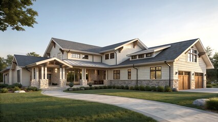 Fototapeta premium Luxury Modern Craftsman Home Exterior
