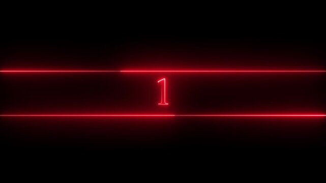 Neon number 1 educational mathematics animated icon with glowing line style on black background. Represents learning, counting, numeracy, math education, first step, beginner.
