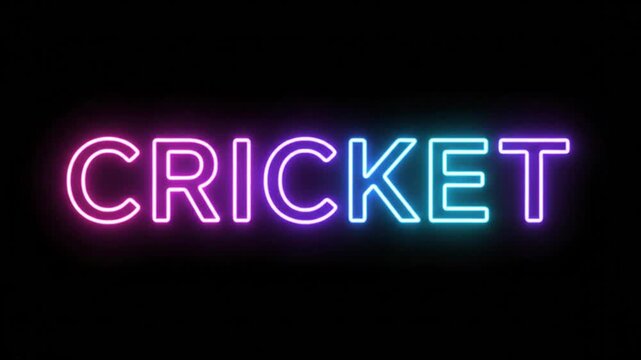 Vibrant neon cricket text effect on black background
