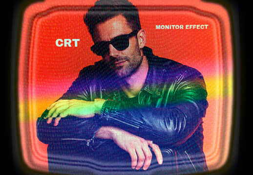 Vintage Retro CRT Monitor Photo Effect